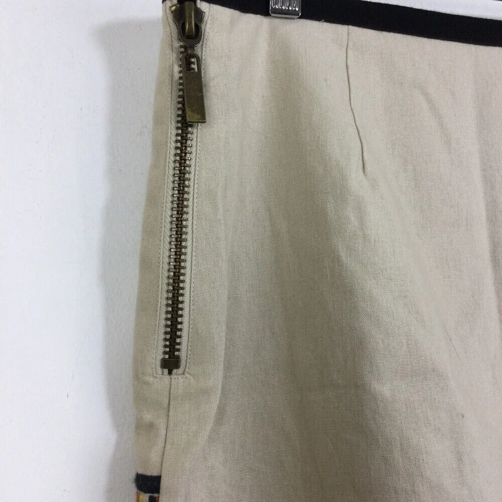 A Loves A Womens Cotton Linen Embroidered Side Zip Knit Mini Skirt Size XS NWT